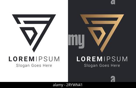 Luxury Initial FD or DF Monogram Text Letter Logo Design Stock Vector