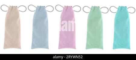pouch with drawstring on white background in insulation Stock Photo