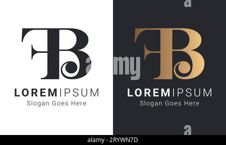 Luxury Initial FB or BF Monogram Text Letter Logo Design Stock Vector