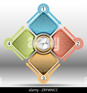 infographic template with diagram 4 steps. design template for timeline infographics. diagrams, flowcharts, and business operations Stock Vector