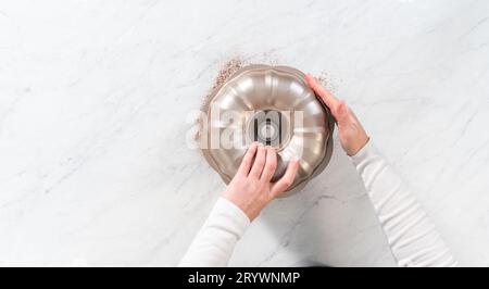 Gingerbread bundt cake with caramel filling Stock Photo