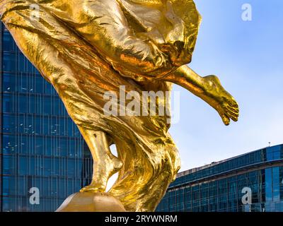 Aerial view on a blue day of the Angel of Independence on Paseo de la Reforma in Mexico City. Stock Photo