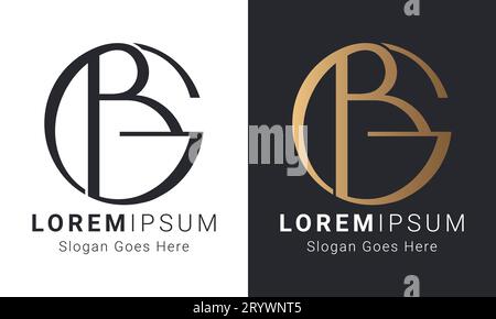 Luxury Initial GB or BG Monogram Text Letter Logo Design Stock Vector