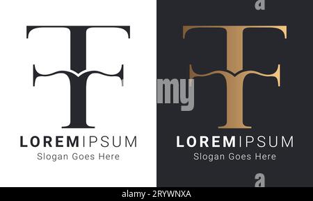 Luxury Initial FF Monogram Text Letter Logo Design Stock Vector