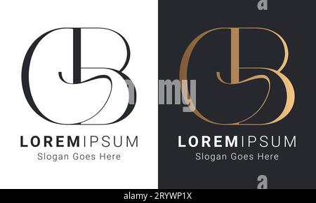 Luxury Initial GB or BG Monogram Text Letter Logo Design Stock Vector