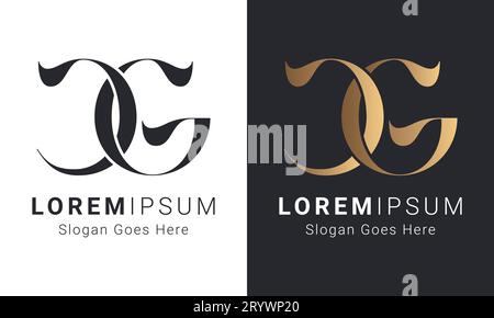 Luxury Initial GC or CG Monogram Text Letter Logo Design Stock Vector