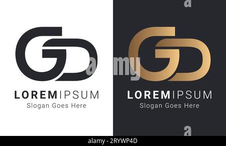 Luxury Initial GD or DA Monogram Text Letter Logo Design Stock Vector