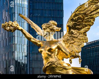 Aerial view on a blue day of the Angel of Independence on Paseo de la Reforma in Mexico City. Stock Photo