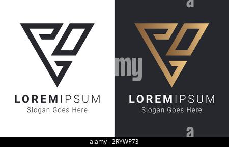 Luxury Initial GD or DA Monogram Text Letter Logo Design Stock Vector