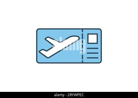 Boarding pass icon. icon related to airport. suitable for web site design, app, user interfaces, printable etc. Flat line icon style. Simple vector de Stock Vector