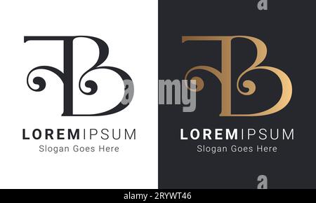 Luxury Initial FB or BF Monogram Text Letter Logo Design Stock Vector
