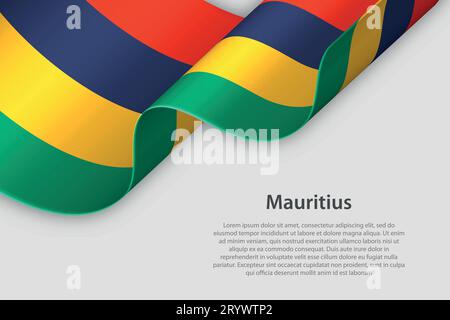 3d ribbon with national flag Mauritius isolated on white background ...
