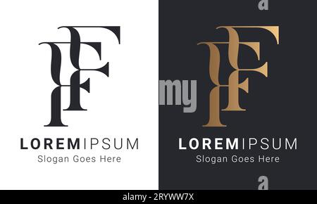 Luxury Initial FF Monogram Text Letter Logo Design Stock Vector