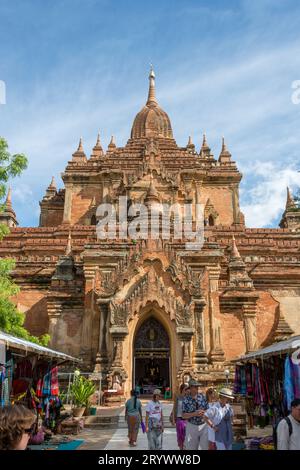 Pagan, Myanmar - August 14, 2015: people visit Sulamani temple in Bagan, Myanmar. Sulamani temple was built in 1183 by King Narapatisithu. Stock Photo