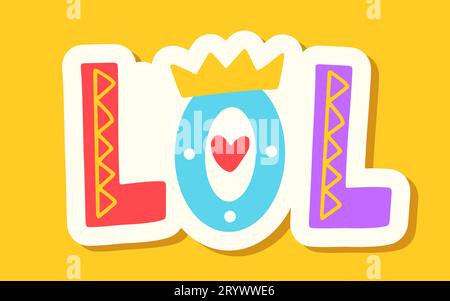 LOL Decorative Lettering Word Typography Sticker Stock Vector