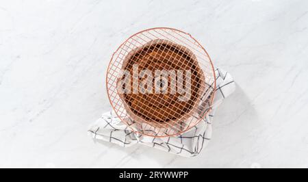 Gingerbread bundt cake with caramel filling Stock Photo