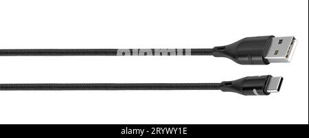cable with USB connector, Type-C on white background in insulation Stock Photo