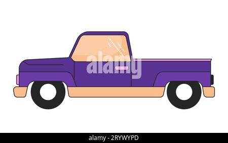Pickup truck 2D linear cartoon object Stock Vector