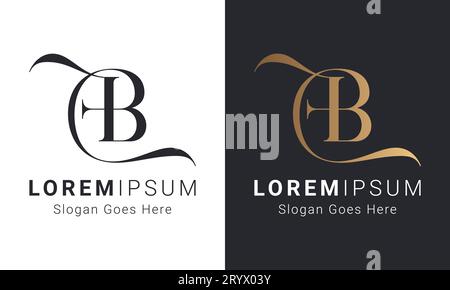 Luxury Initial FB or BF Monogram Text Letter Logo Design Stock Vector ...