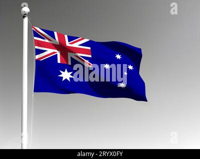 Australia national flag isolated waving on gray background Stock Photo