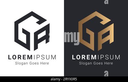 Luxury Initial GA or AG Monogram Text Letter Logo Design Stock Vector