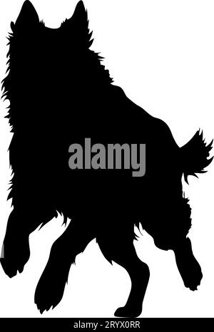 Dog silhouette isolated on white background. Pet dog jumping black icon.Watchdog symbol. German shepherd dog. Large breed housedog stands on hind legs Stock Vector