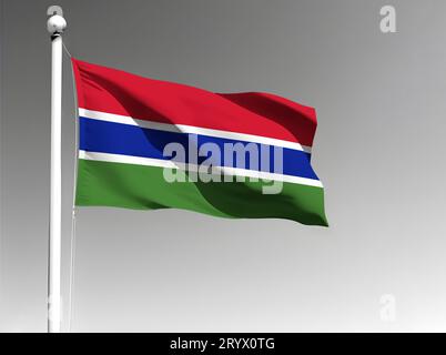 Gambia national flag isolated waving on gray background Stock Photo