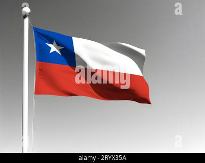 Chile national flag isolated waving on gray background Stock Photo