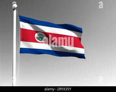 Costa Rica national flag isolated waving on gray background Stock Photo