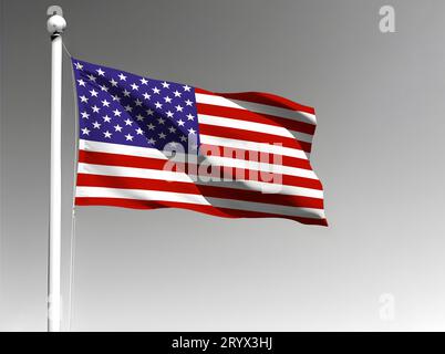 United States national flag isolated waving on gray background Stock Photo