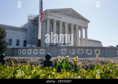 Washington, United States. 02nd Oct, 2023. Exterior shot of the US Supreme Court Building on the opening day of its new term on Monday, October 2, 2023 in Washington, DC. Photo by Jemal Countess/UPI Credit: UPI/Alamy Live News Stock Photo