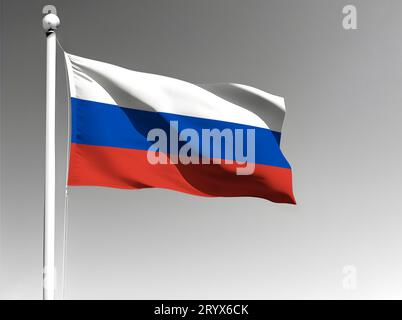 Russia national flag isolated waving on gray background Stock Photo