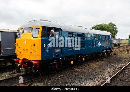 Class 31 diesel at Mangapps Railway Museum near Burnham on Crouch, Essex, UK. Named Radio Caroline Stock Photo