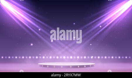 Stage in glitter spotlights Stock Vector