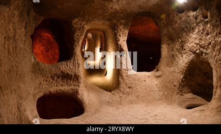 Derinkuyu underground cave city in Cappadocia, Turkey Stock Photo