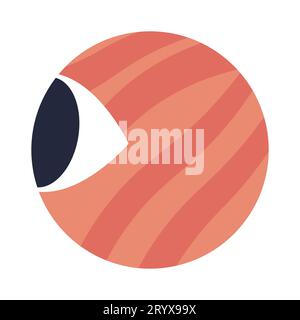 Striped alien planet looking sideways 2D cartoon conceptual object Stock Vector