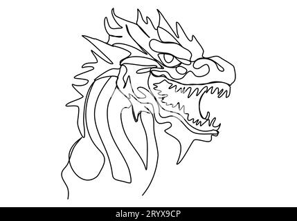 Continuous one line drawing dragon Stock Vector Image & Art - Alamy