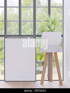 Living room and big window Stock Photo
