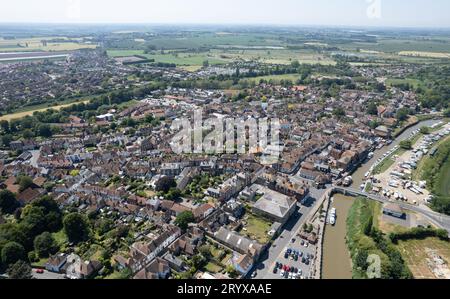 Drone aerial scenery of Sandwich village in Kent United Kingdom. Top view scenery of villages Stock Photo