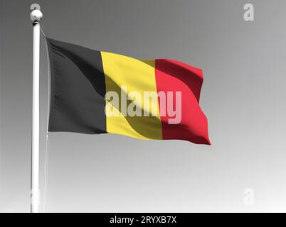 Belgium national flag isolated waving on gray background Stock Photo