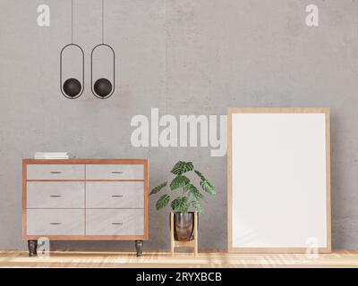 Loft style Living room and concrete wall Stock Photo