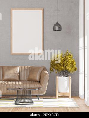 Loft style Living room and concrete wall Stock Photo