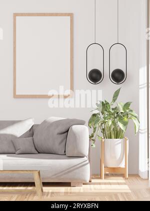 Loft style Living room and white wall Stock Photo