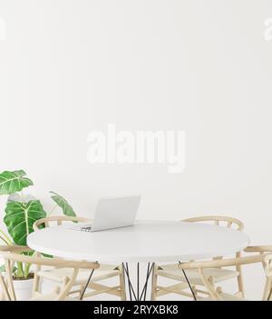 Dining room and table set copy space on white background Stock Photo
