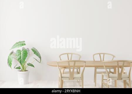 Dining room and table set copy space on white background Stock Photo