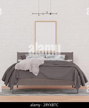Loft style bedroom and brick wall Stock Photo