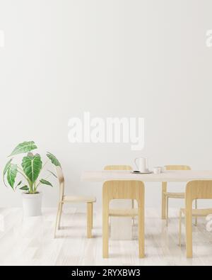 Dining room and table set copy space on white background Stock Photo