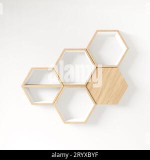 Hexagon shelf copy space Stock Photo