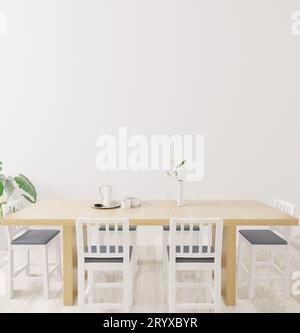 Dining room and table set copy space on white background Stock Photo