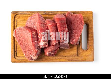 Raw beef steak on a cutting board Stock Photo